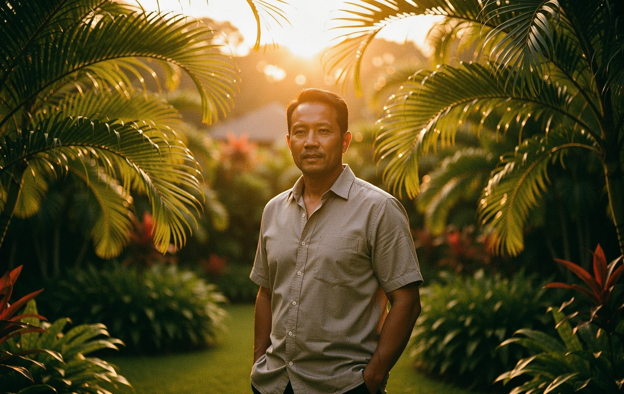 Sun-dappled tropical foliage